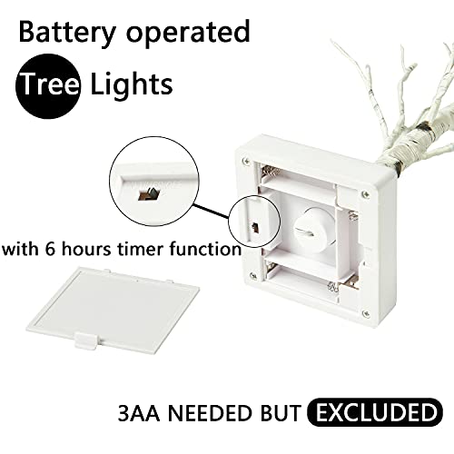 Fudios Lighted Birch Tree with Timer Battery Operated 18in Home Decor Tabletop, Pre lit Artificial Birch Trees with 24 LED for Wedding Christmas Party 2 Sets - color: Birch Tree 2 Sets