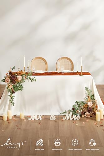 Ling's moment 2PCS Walnut Brown Artificial Flower Garland Spiea Floral Swags Wedding Arch Flowers Taupe Centerpieces for Sweetheart Head Table Easel Wall Entryway Board Backdrop Decoration - color: Brn-walnut Brown