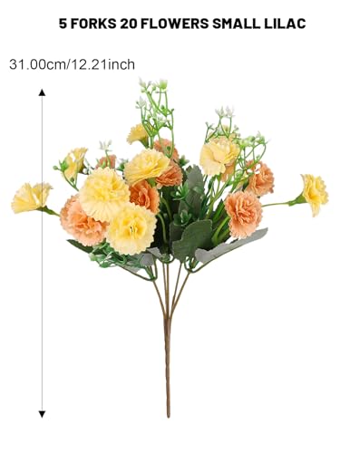 5 Forks 20 Artificial Flower Small Lilac Bouquet Fake Flowers,Champagne - color: Champagne