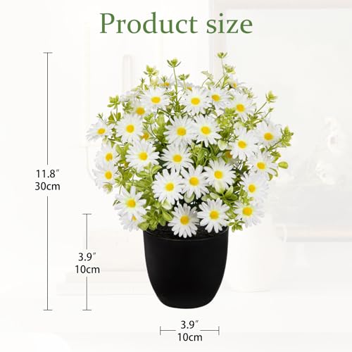 DILATATA Artificial Daisy Flowers in Pot 12 Inch Fake Flowers Silk Daisy Arrangement Faux Plant Flower Decor for Spring Home Decor Table Centerpiece Garden Porch Window - White - color: White-daisy