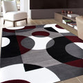 Rugshop Modern Geometric Circles Area Rug, Non-Shedding Carpet with Abstract Circle Design for Living Room Bedroom or Home Office Burgundy 6' 6" X 9' - size: 6'7" x 9' (Rectangular)
