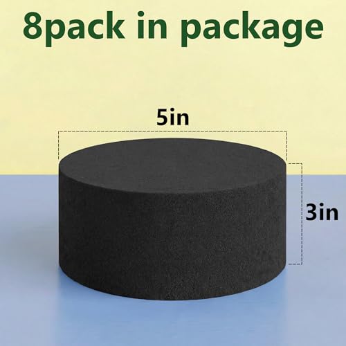 Reusable Floral Foam Round Blocks,Black Flower Foam Round for Artificial & Dried Flowers, Dry Floral Foams Styrofoam for Artificial Flowers (8 Pack, 5") - color: 8 Pack, size: Diameter 5"