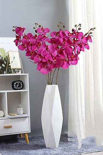 38 Inch Purple Flowers Orchids Artificial Flowers 6 PCS Artificial Orchids Faux Orchid Velvet Flowers Long Stem Artificial Flowers for Tall Vase for Home Wedding Decoration(Purple) - color: Light Purple