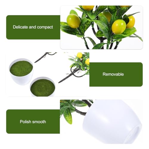 PRETYZOOM Artificial Lemon Tree Decor 9.5 Inch Simulated Lemon Branches in Small White Pot Faux Plant for Home Kitchen Table Centerpiece and Party Decoration