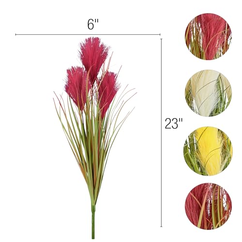 Collections Etc Faux Pampas Grass Picks - Set of 3 - Outdoor or Indoor Decorative Accent, White