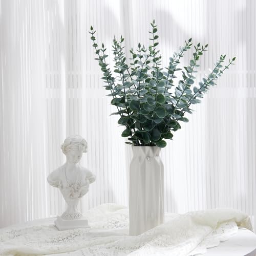 40pcs Eucalyptus Stems Artificial Eucalyptus Leaves Stems,Fake Eucalyptus Plants Real Touch Faux Flower for Home Office Flowers Bouquet Centerpiece Wedding Decoration Spring Farmhouse Home Decoration