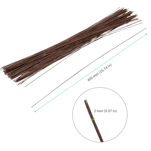 FUNSUEI 500 PCS 16 Inch 2 Gauge Floral Stem Wire, Flexible Brown Floral Wire for Flower Making, DIY Floral Arrangements and Decorations
