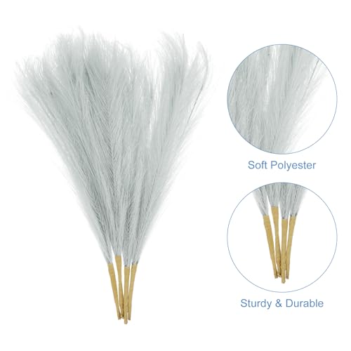uxcell 4pcs Faux Pampas Grass 17 Inch 6 Stem Artificial Fake Dried Pampas Grass Decor for Floor Vase Filler, Wedding Decoration, Home Decoration, Light Grey - color: Light Grey