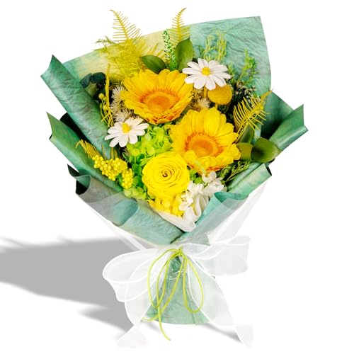 Bonsion Preserved Flowers Yellow Gifts for Women, Flower for Delivery, Preserved Sunflower Bouquets, Birthday Gifts for Grandma, Mothers Day Flowers for Wife - color: Yellow
