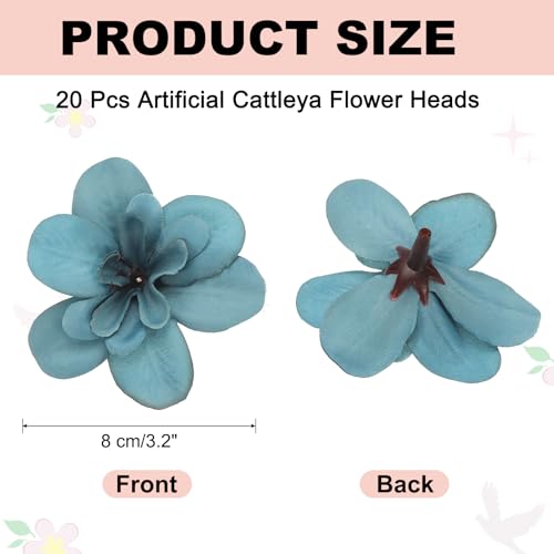 uxcell 20 Pcs Artificial Cattleya Flower Heads, Fake Cattleya Heads Bulk Artificial Flowers for DIY Wedding Bouquets Centerpieces Party Home Decorations, Autumn Mist Blue - color: Autumn Mist Blue