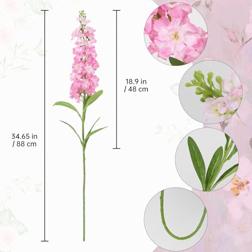 Deep Pink Delphinium Artificial Flowers 5PCS Silk Flowers with Stems Snapdragon Long Stem for Tall Vase Home Wedding Centerpieces Decor (Deep Pink) - color: Deep Pink