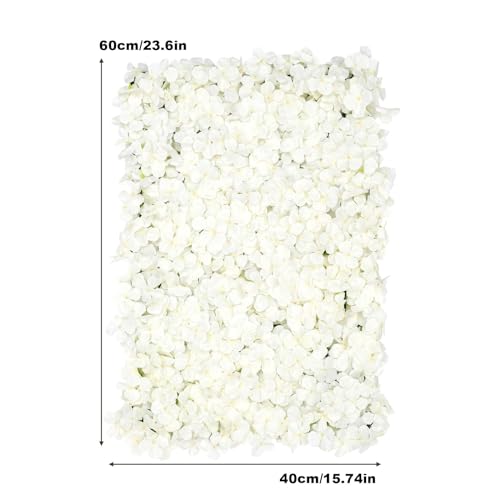 Flower Wall Panel Floral Backdrop,20Pack Flower Wall Decor,Floral Mat Silk Rose Hydrangea Background,Silk Rose Wall,Artificial Flower Backdrop Faux Flower Panel for Wedding,15.7"x 23.6" - color: 20pcs-white