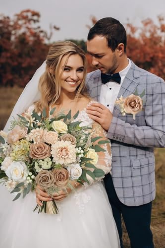 rongflower Artificial Flowers Combo Box Set Silk Flowers Fake Rose for DIY Floral Arrangements Wedding Bouquets Centerpieces Baby Shower Party Home Decorations（Nude Color） - color: Nude Color