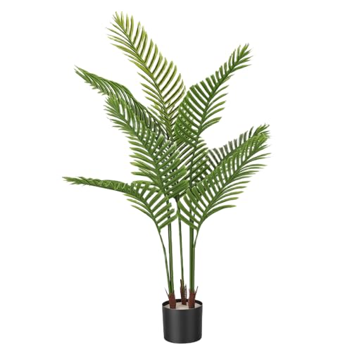 Artificial Palm Trees, 5FT Tall Faux Tree for Indoor and Outdoor, Artificial Plants with Basic Planter, Suitable for Home, Bathroom, Porch Outside Patio Decor - size: 5ft