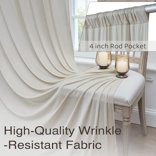 10x10ft Wrinkle Free Beige Backdrop Curtains for Parties, 2 Panels 5x10ft Silky Polyester Photo Backdrop Drapes Back Drop Cloth Drapery for Wedding Birthday Photography Background - color: Beige, size: 10ftx10ft