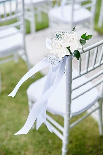 IPOPU 25PCS Gardenia Flowers Artificial 3.15’’ Foam Fake Rose Heads White Faux Gardenia Flowers with Stems for Wedding Bouquet Bridal Shower Party Home Floral Arrangements(White) - color: White