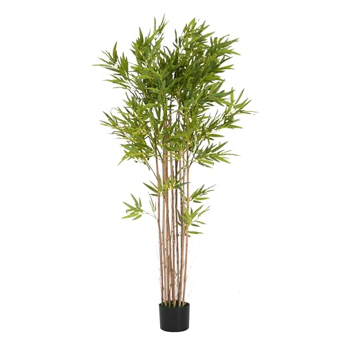 Christopher Knight Home Annas 70''H Artificial Tree Indoor, Artificial Bamboo Tree with Nursery Pot, Tropical Style Faux Tree with Black Plastic Pot, Artificial Plant for Home Office Decor, 1pcs,Green - color: Green/70''h