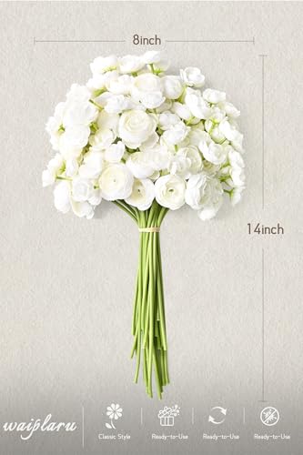 Waipfaru Ranunculus Artificial Flowers, 36Pcs 14In Fake Peonies Artificial Flowers, White Faux Flower for Vase Silk Flower Real Touch Faux Peony Bulk for DIY Wedding Bouquet Home Bridal Shower Decor - color: White, size: 36Pcs