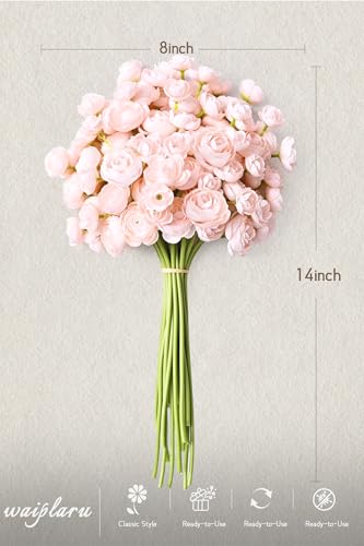 Waipfaru Ranunculus Artificial Flowers, 18Pcs 14In Fake Peonies Artificial Flowers, Pink Faux Flower for Vase Silk Flower Real Touch Faux Peony Bulk for DIY Wedding Bouquet Home Bridal Shower Decor - color: Pink, size: 18Pcs