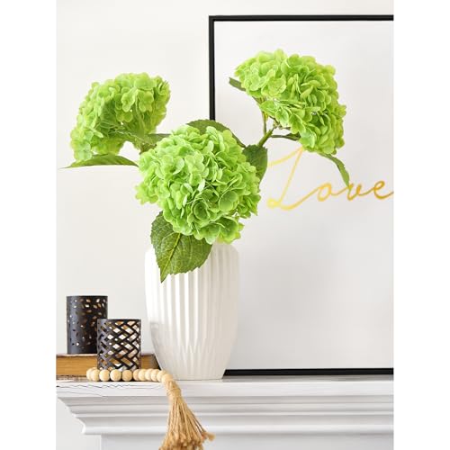 FiveSeasonStuff Real Touch Silk Hydrangea Flowers, 2 Large Long Stem Artificial Flowers for Floral Arrangements (Paris Green) - color: Paris Green (2 Stems)