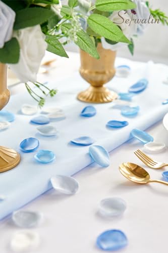 Serwalin 300Pcs Silk Rose Petals Flower Petals for Christmas Weddings Proposal Blue and White Petals Flower Girl Petals Aisle Flower Girl Basket Runner Bridal Shower Table Decor (3 Color Mixes) - color: Blue White, size: 300pcs