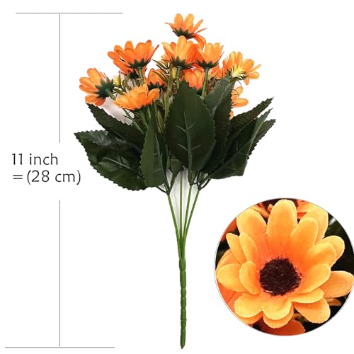 Artificial Daisies Flowers, PASYOU Silk Daisy Fake Plants 4 Bundles Faux Flower Plant Plastic Greenery Bushes for Home Farmhouse Decoration Wedding Bouquet Window Box Planter Filler DIY Decor - Orange - color: Daisy 4 Pack - Orange