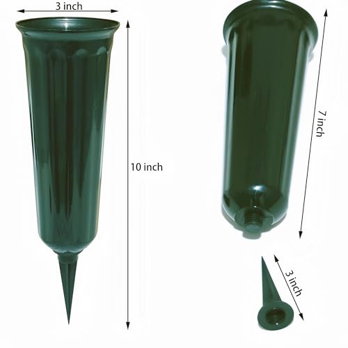Memorial Floral Vases, Cemetery Vase, Headstones Flower Holder, Grave Cone Vase, Flower Pots for Outdoor Plants, Decorative Plastic Containers (Set of 6, Green) - color: Green