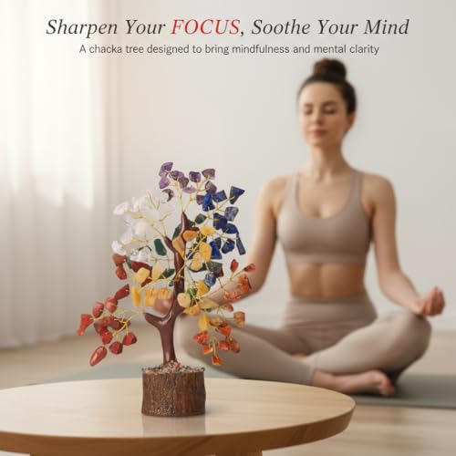 ANAYA AGATE 7 Chakra Tree of Life, for Women, Money Tree, Bonsai Trees, Home Office Decor, Healing Crystals, Office Desk Accessories, House Warming Gifts New Home, Crystals and Healing Stones - color: Chakra Tree