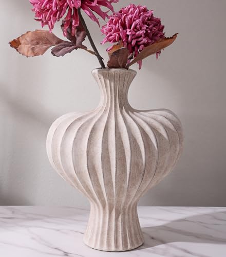 Ceramic Flower Vase Home Decor, 11 in Farmhouse Table Vases Rustic Vintage Living Room Kitchen Bedroom Decorations Pottery Decorative Vases for Flowers House Shelf Office Coffee Desk Dining, Rustic - color: 11 in - Rustic