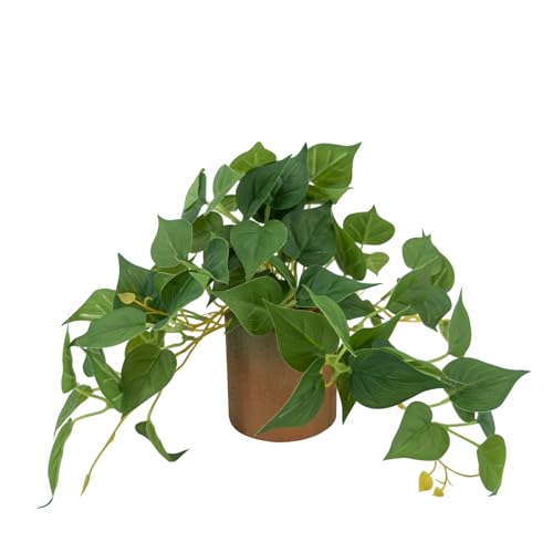 Artificial Plant Indoor Fake Pothos with Pulp Pot, Fuax Potted Plant for Home, Office, Desk, Shelf, Living Room, Bedroom&Balcony Décor(1PC Pothos 10inch) - size: 1PC Pothos 10inch