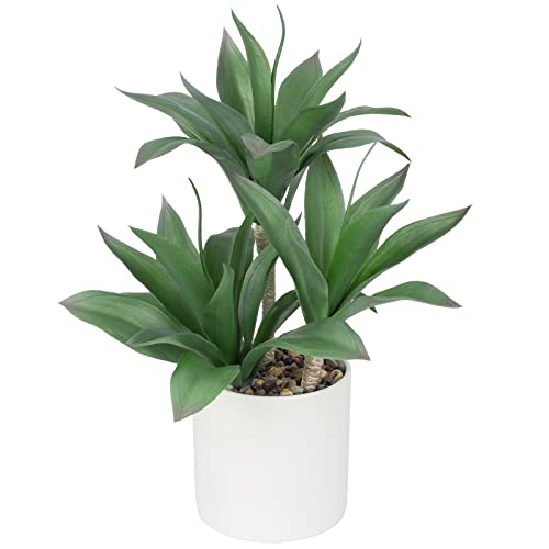 Hollyone Large Artificial Agave Plants Fake Three-Head Agave Succulent Plant Potted 15" Faux Plant in White Pot Succulents Aloe Plant Indoor for Desk Modern Home Decor - color: Style 1