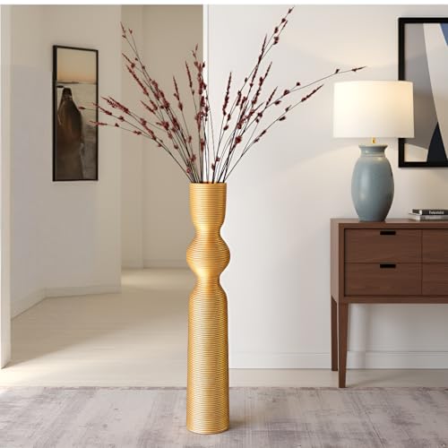 Gold Resin Floor Vase, 23.62'' Tall Decorative Vase, Ideal for Dried Pampas Grass & Home Decor, Modern Tall Floor Vase for Living Room/Entryway - color: Gold