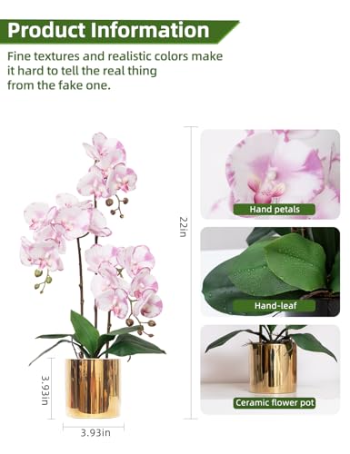 Artificial Orchid Flowers Set Fake Phalaenopsis Flower Faux Butterfly Orchid Real Touch Orchid for Wedding Home Office Party Hotel Yard Decoration Restaurant - color: White- Purple