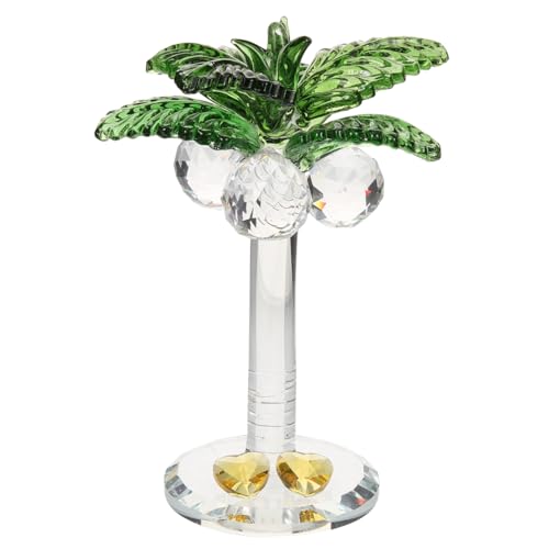 jojofuny Crystal Coconut Tree Ornament 3.93In Artificial Palm Tree Figurine Decorative Collectible Artwork for Home Office Desktop Decor