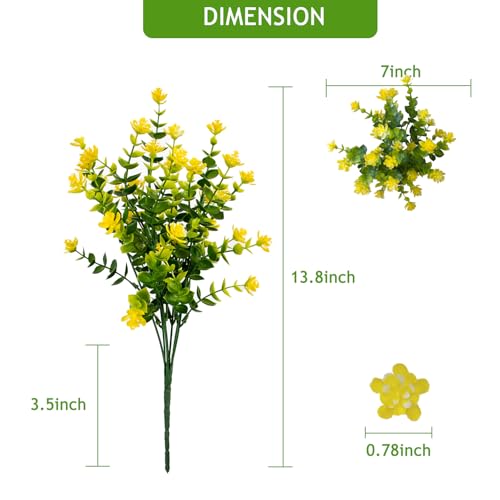 Artificial Flowers for Outdoors, 12 Bundles UV Resistant Artificial Outdoor Flowers, Not-Fading Plastic Fake Flowers for Outdoor Planters for Home Garden Porch Yard Decor, Mixedcolor - color: Yellow+purple+white