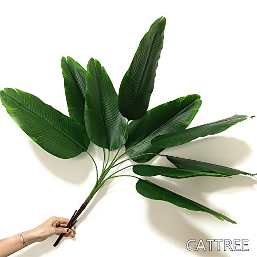 CATTREE Fake Plants Banana Tree, Artificial Plant Decor Tall Faux Tropical Palm Trees Home Room Greenery Decorations Plastic Leaves Foliage Stems Bulk Indoor Outdoor Garden Party Wedding Decoration - color: Banana Tree 1pcs