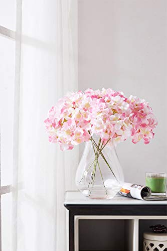 Artificial Hydrangea Flower Heads Pink 10 with Stems Hydrangea Silk Flowers Head for Wedding Centerpieces Bouquets DIY Floral Decor Home Decoration - color: 10pcs Pink, size: Large