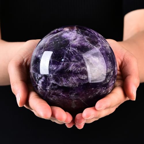 Large Dream Amethyst Crystal Ball with Stand Healing Crystals Sphere for Meditation, Divination, Witchcraft 110-120mm/4.3-4.7" - color: Dream Amethyst, size: 4.3 - 4.7 inches