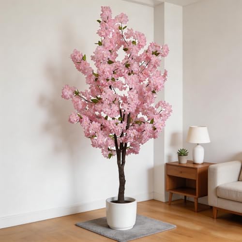 Pink Artificial Cherry Blossoms Tree Faux Cherry Blossom Tree Indoor Beautiful Trees for Home Christmas New Year Decor - color: Pink-ap27