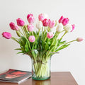 Artificial Tulips Flowers,Soft Touch Latex Bouquet, Fake Tulips,Spring Wedding Home Room Table Centerpiece Decor - color: 40pcs Th(no Vase)