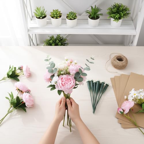 25 PCS Floral Water Tubes, 5.7 Inch Green Floral Water Tubes Single Flower Stem Waters Tube Plastic Flower Tube Vials with Caps Arrangements Supplies for Valentine's Day Wedding Birthday Supplies