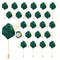 uxcell 24pcs Dark Green Rose Boutonnieres Flower Buttonholes Pocket Boutonnieres Pins for Wedding Ceremony Anniversary Prom Formal Dinner Party - color: Dark Green