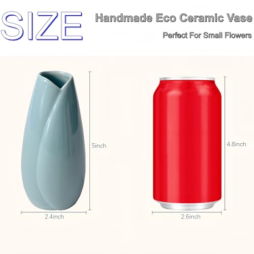 Simple Vase for Flowers Plants, Small Cute Flower Vase for Modern Table Shelf Home Decor Wedding Boho Decor, Farmhouse (6pc-HBP-Blue) - color: 6pc-hbp-blue