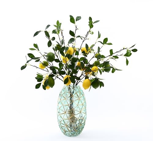 5pcs Artificial Lemon Large Fruit.37 Inch Lifelike artificial plants indoor.lemon tree artificial.artificial fruits for decoration.outdoor artificial plants Used For Homes Festivals.Flowers - size: 37.1inch