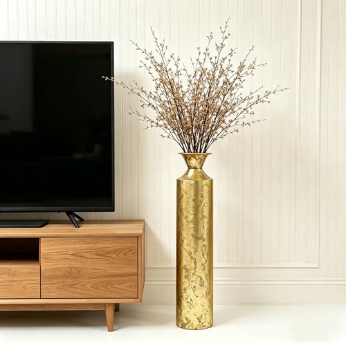 Hosley Decorative Gold Metal Tall Floor Vase. Ideal Gift for Floral Arrangements Weddings Party Spa Reiki Meditation Settings O5 (27.25" High) - color: Gold, size: 27.25" High