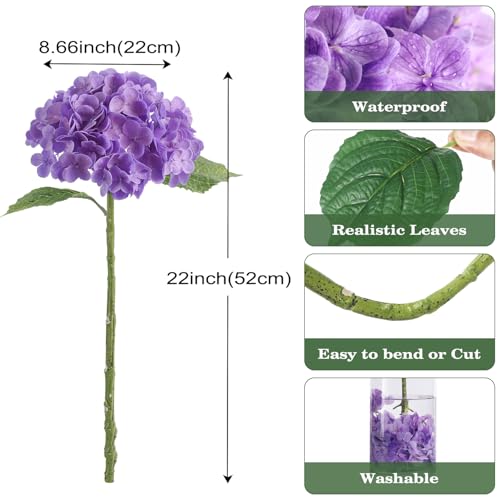 Coferset 3pcs Purple Lifelike Hydrangea Artificial Flowers 22inch Real Touch Faux Hydrangea Flower Stem for Home Party Wedding Floral Filler Arrangements Ceterpieces Bouquets - color: Purple, size: 3pcs