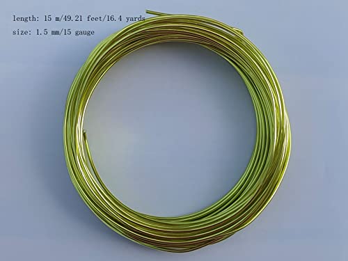 15 Gauge Anodized Aluminum Wire 49 Feet for Jewelry Making Craft DIY（1.5mm,Neon Green,41507） - color: Neon Green, size: 15 Gauge