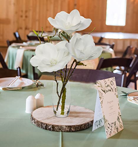 DILATATA Faux Flowers in Vase 15.4" Magnolias Flowers Arrangement with Faux Water Real Touch Flowers for Wedding Table Centerpiece Home Decor, White - color: White-magnolia#1