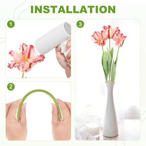 M METERXITY 3-Pack Red Artificial Parrot Tulip Flowers,27 Inch Faux Parrot Tulip Silk Bouquets Real Touch Faux Flowers for Home/Wedding/Christmas/Party - color: Red