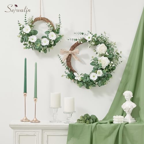 Serwalin 25 Pcs Mixed Artificial Eucalyptus Stems,Babys Breath Artificial Flowers Bulk with Faux Eucalyptus Leaves Greenery Stems for Wedding DIY Bouquets Floral Arrangement Home Decor - size: 25pcs